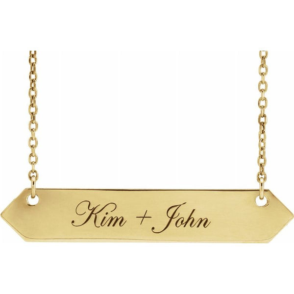 14K Gold Engravable Geometric Name Necklace