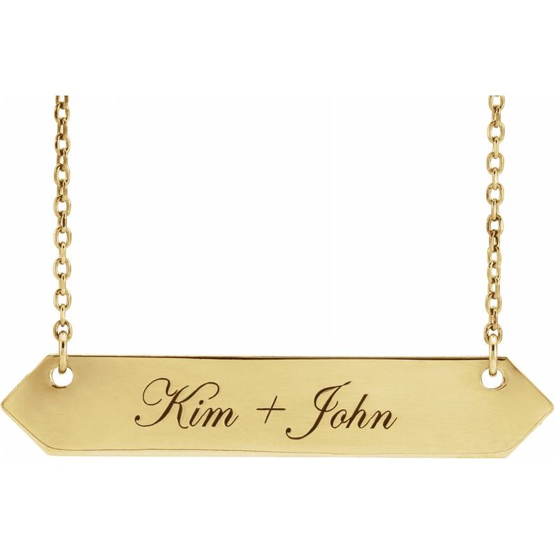 14K Gold Engravable Geometric Name Necklace