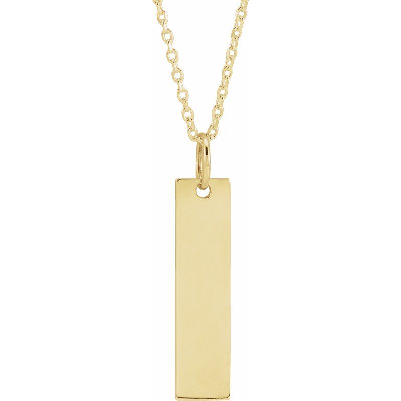 14K Gold Engravable Bar Vertical Name Necklace
