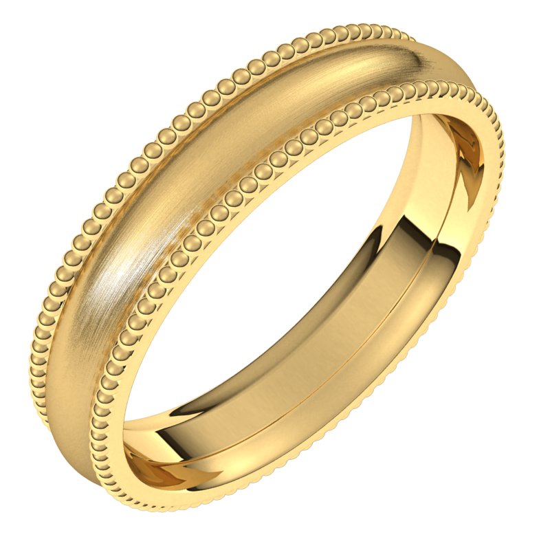 14K Gold Beaded Design Men Band