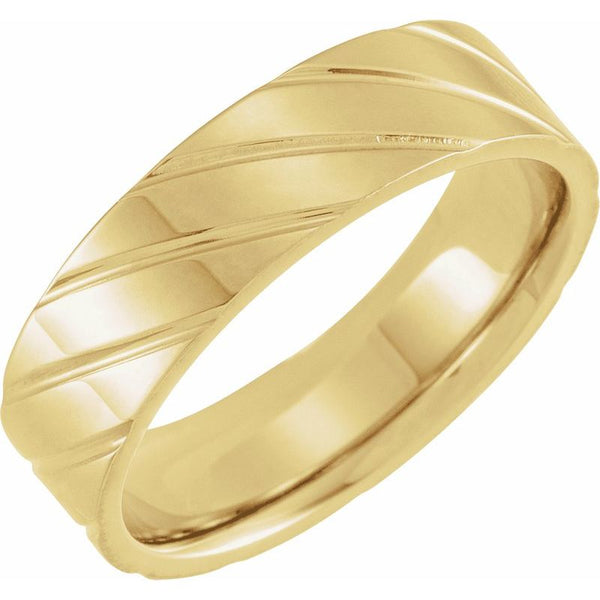 14K Gold 6 mm Grooved Band