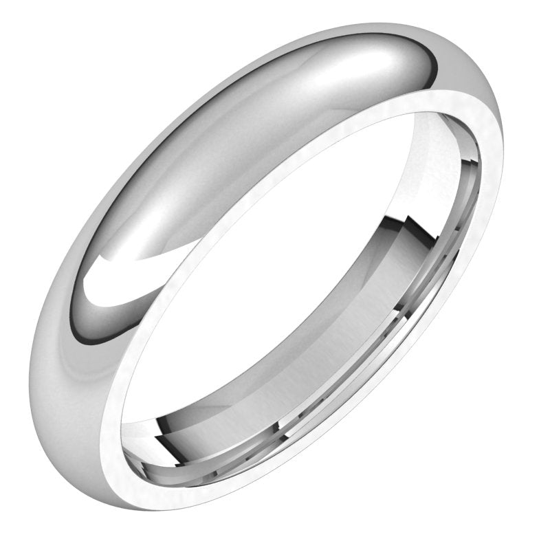 14K White Standard Weight Standard Fit Half Round Band