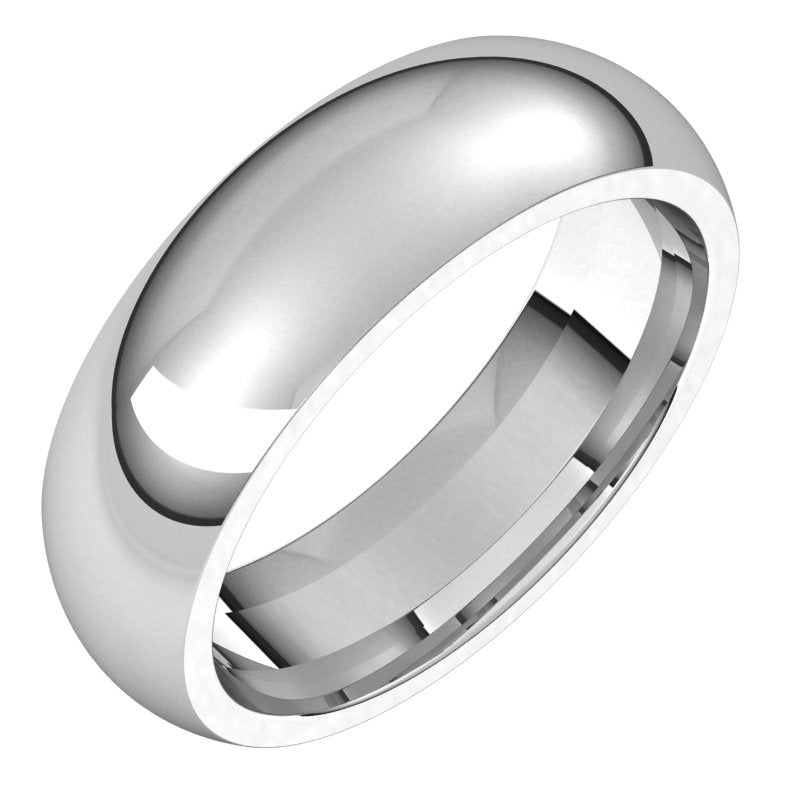 14K White Standard Weight Standard Fit Half Round Band