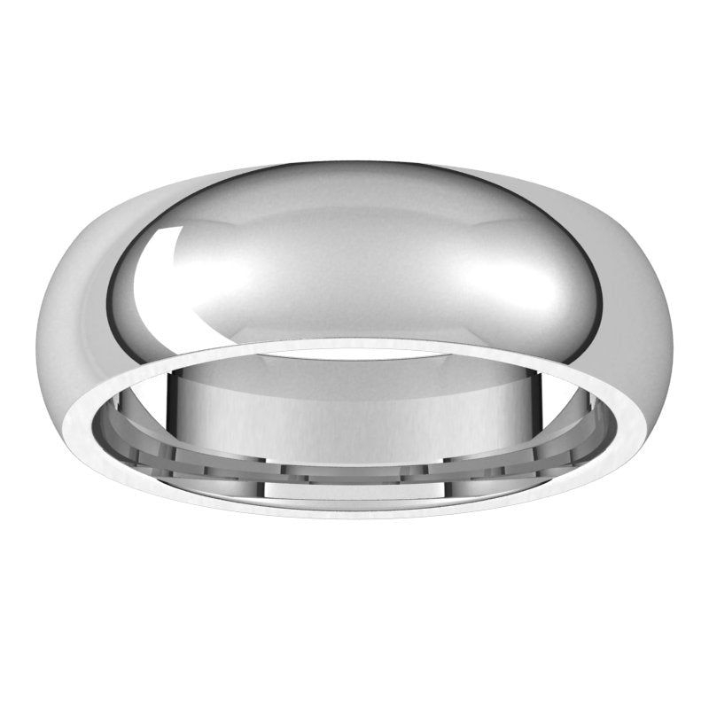 14K White Standard Weight Standard Fit Half Round Band