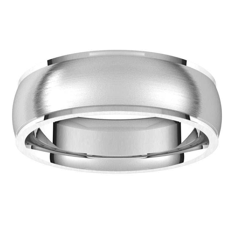 14K Gold Stepped Edge Comfort Fit Half Round Men Band