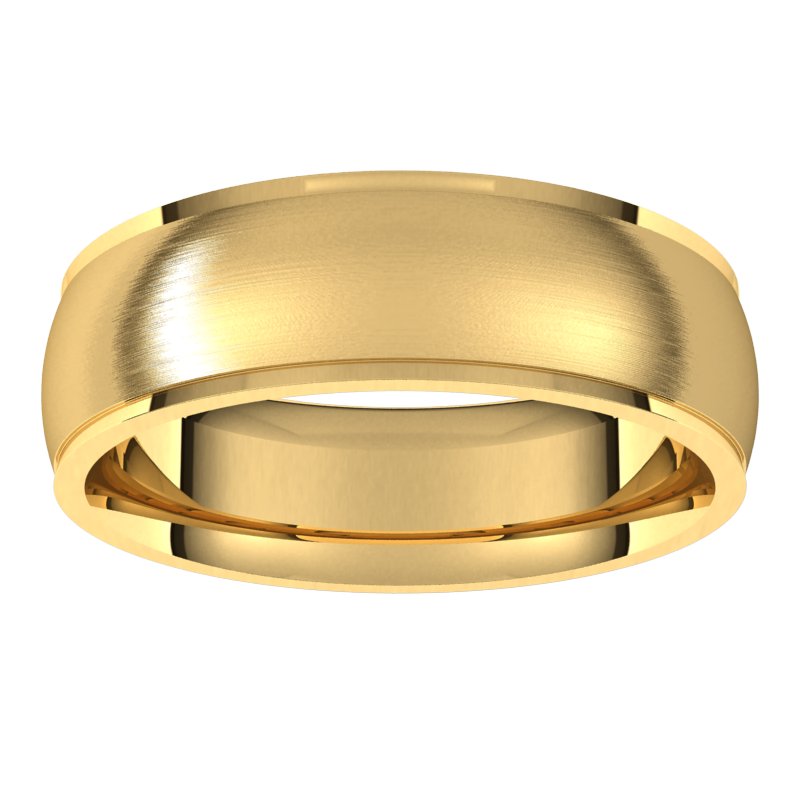 14K Gold Stepped Edge Comfort Fit Half Round Men Band