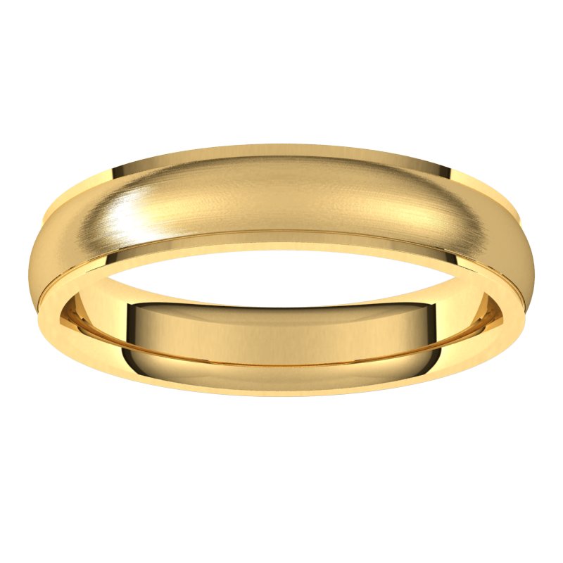 14K Gold Stepped Edge Comfort Fit Half Round Men Band