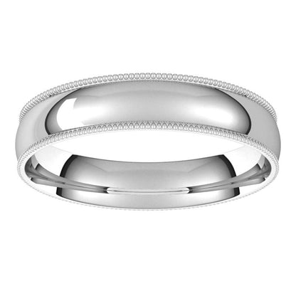 14K Gold Lightweight Milgrain Half Round Men Band