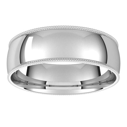 14K Gold Lightweight Milgrain Half Round Men Band