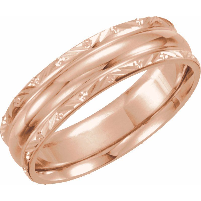 14K Gold 6 mm Design-Engraved Band