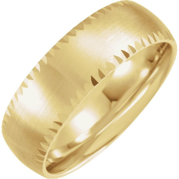 14K Gold 7 mm Faceted Edge Band with Satin Finish