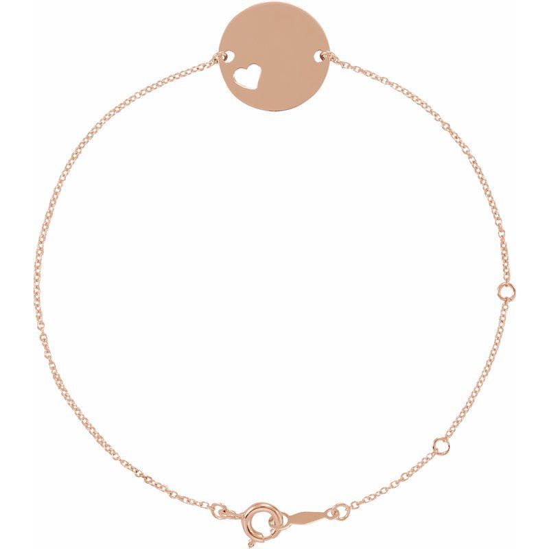 14K Gold Heart Personalized Initial Bracelet