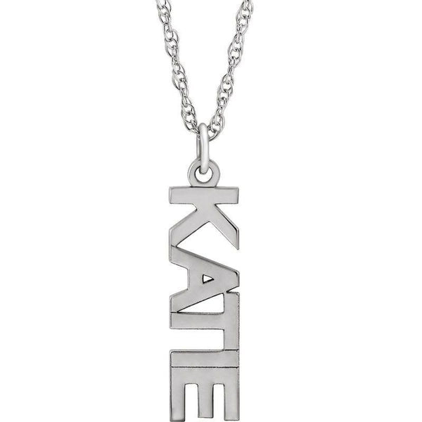 14K Gold Block Nameplate Necklace