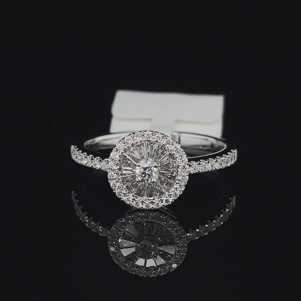 18K White Round Halo Illusion Ring