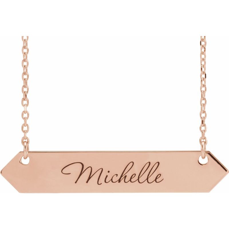 14K Gold Engravable Geometric Name Necklace