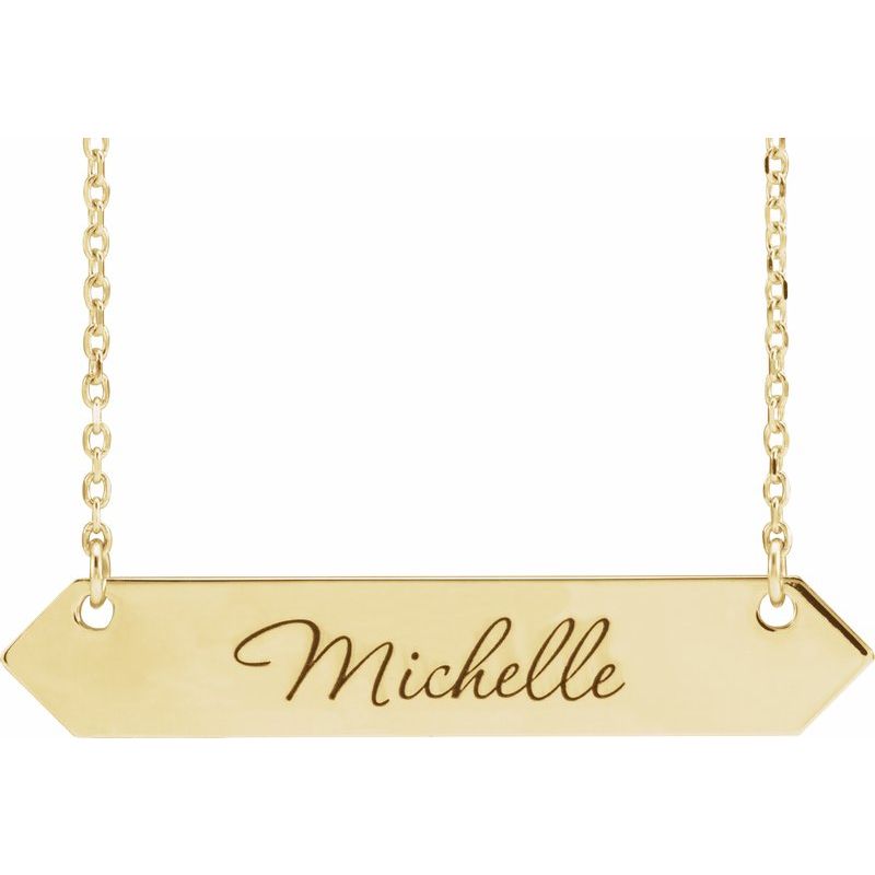 14K Gold Engravable Geometric Name Necklace