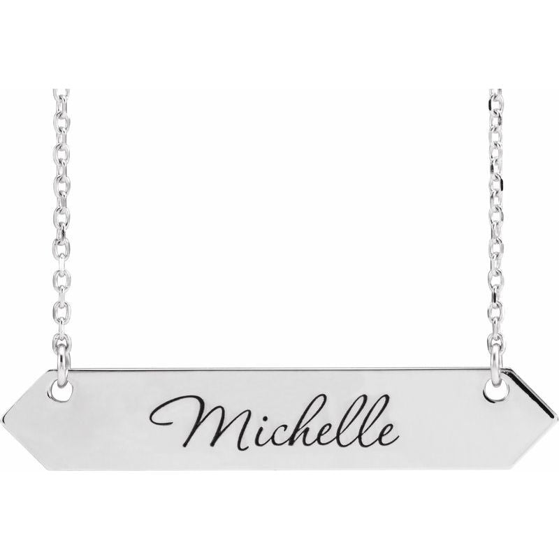 14K Gold Engravable Geometric Name Necklace