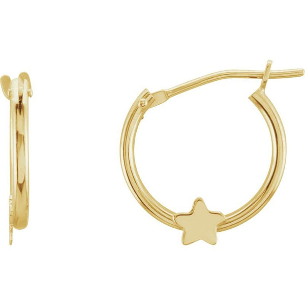14K Gold Hinged Hoop Earrings with Star/Heart