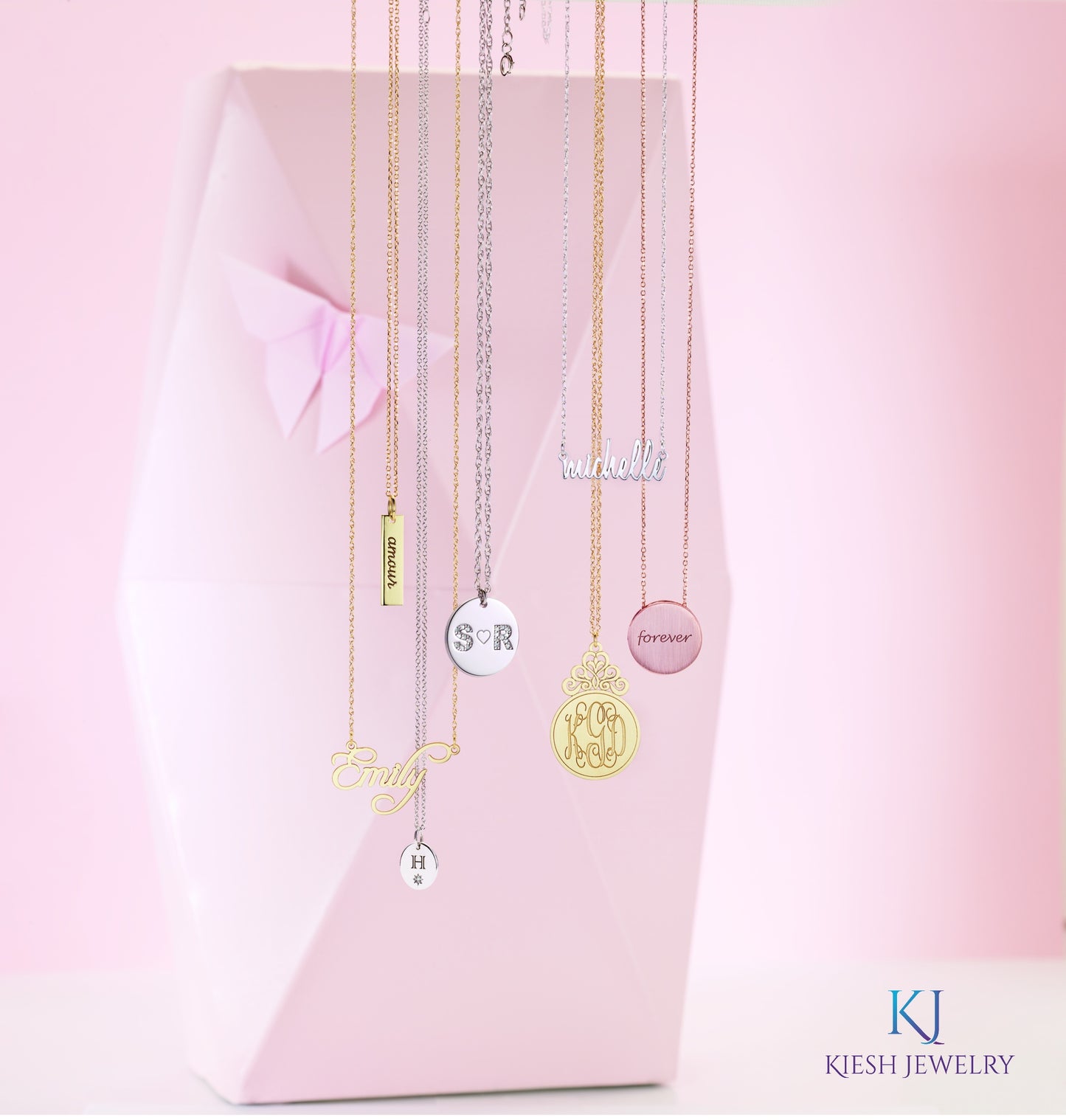 14K Gold Script Nameplate Necklace
