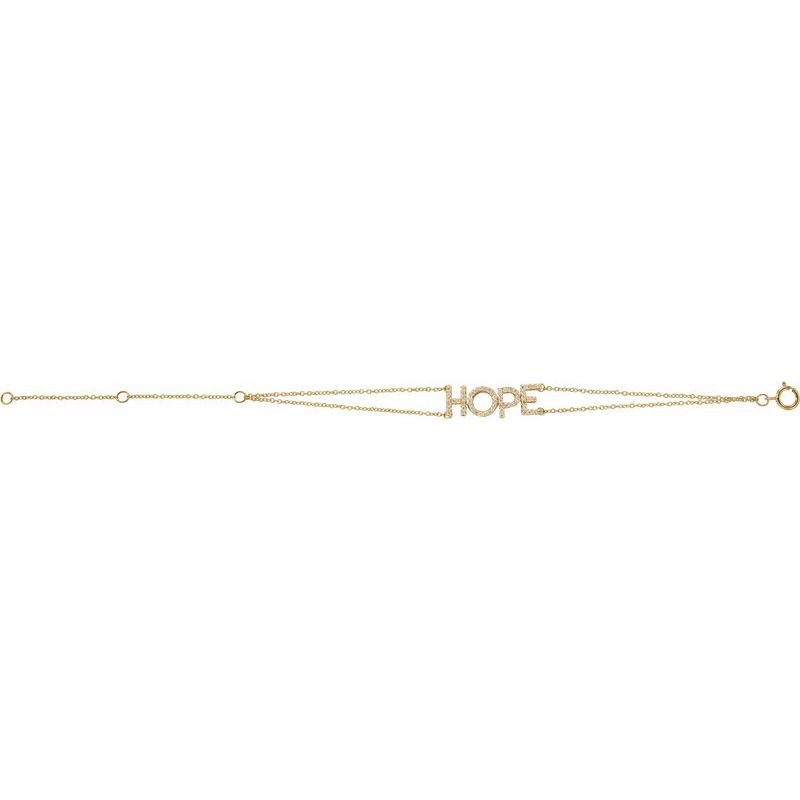 14K Gold Diamond Hope Chain Bracelet
