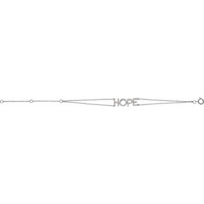 14K Gold Diamond Hope Chain Bracelet