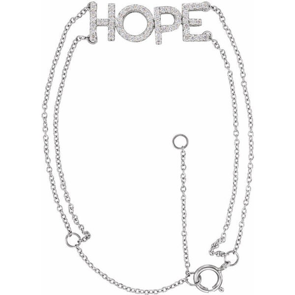 14K Gold Diamond Hope Chain Bracelet