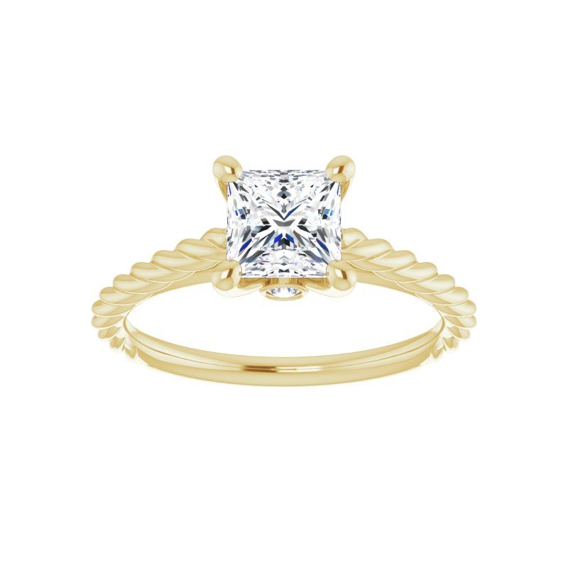 14K Gold Princess Twisted band Engagement Ring