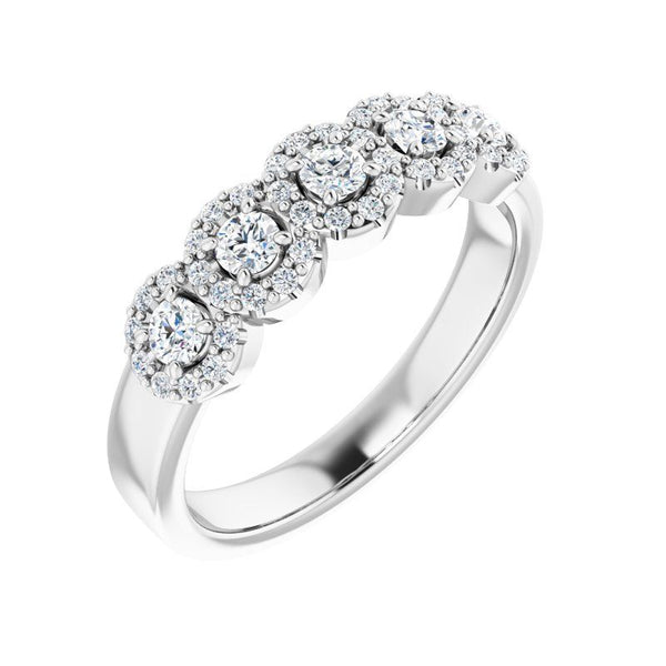 14K White Gold Diamond Halo Band