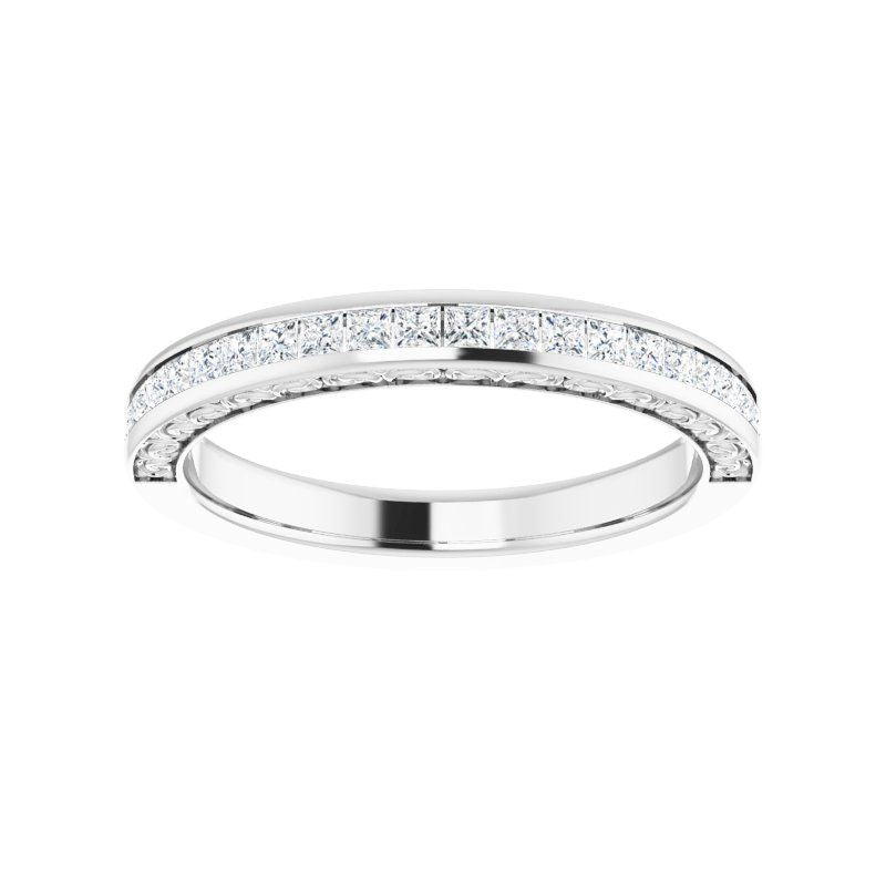 14K White Princess Diamond Aesthic Band