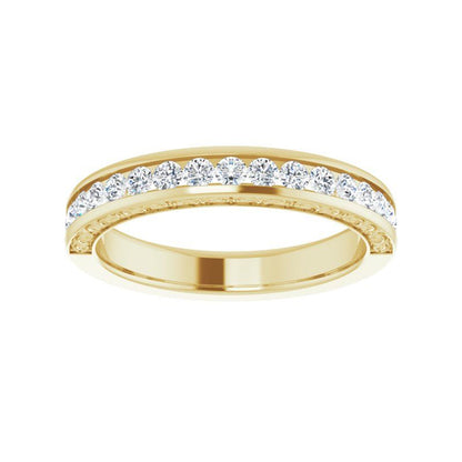 14K Gold Round Diamond Aesthetic Band