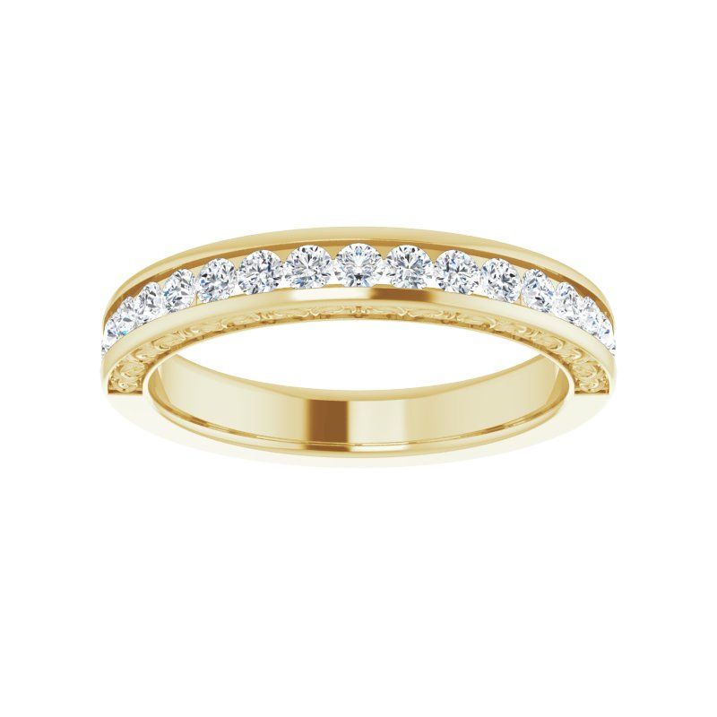 14K Gold Round Diamond Aesthic Band