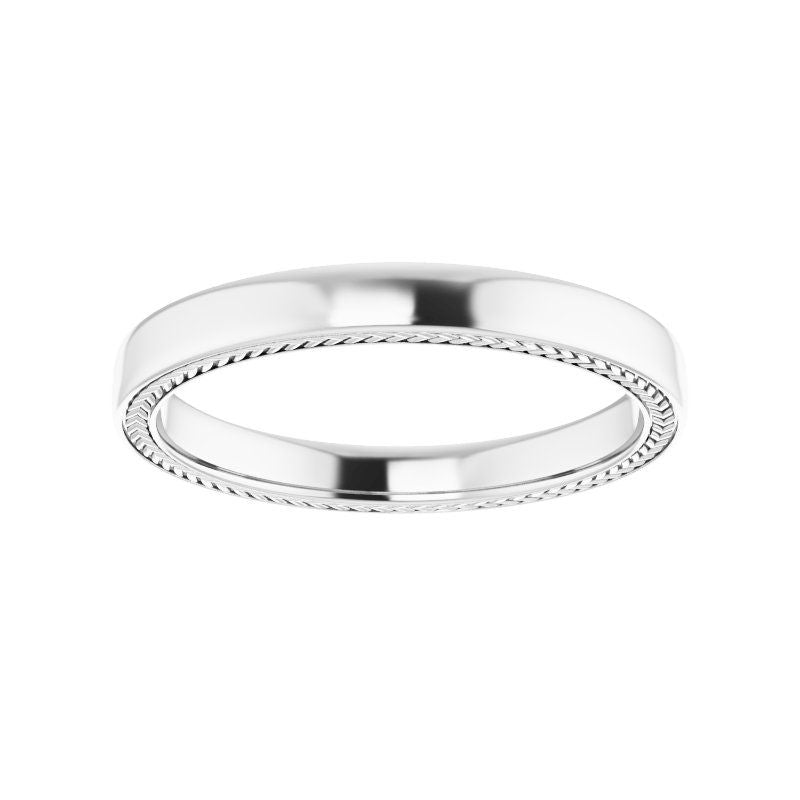 14K White Wheat Pattern Band