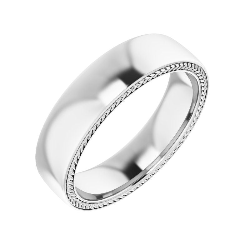 14K White Wheat Pattern Band