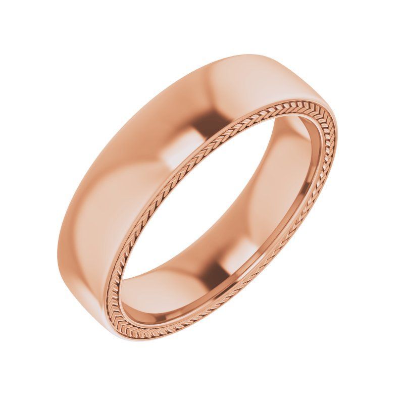 14K White Wheat Pattern Band
