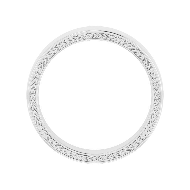14K White Wheat Pattern Band