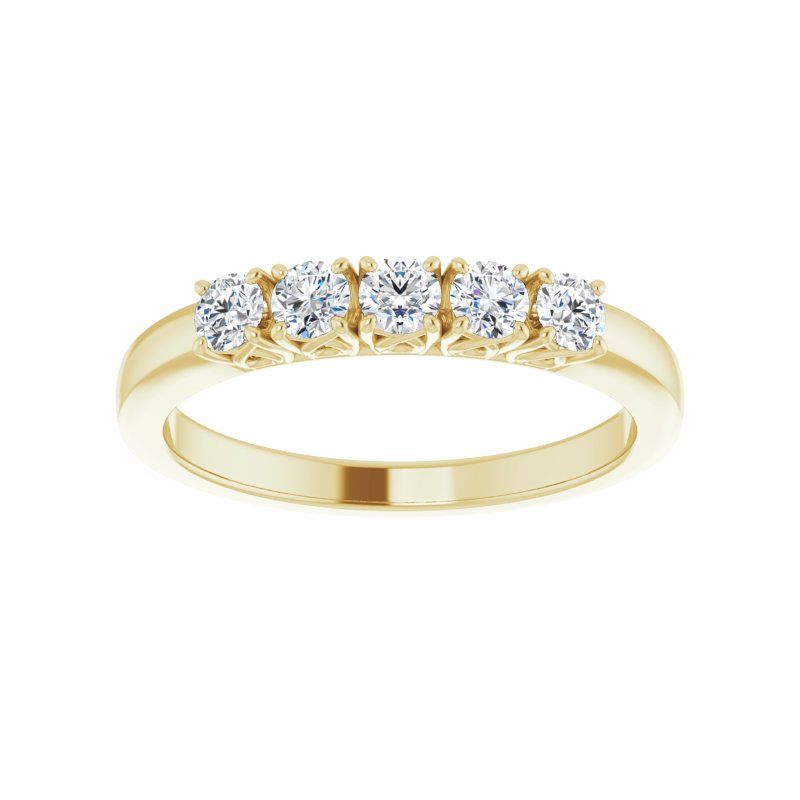 14K Gold 3.00 mm Diamond Basket 5-Stone Band