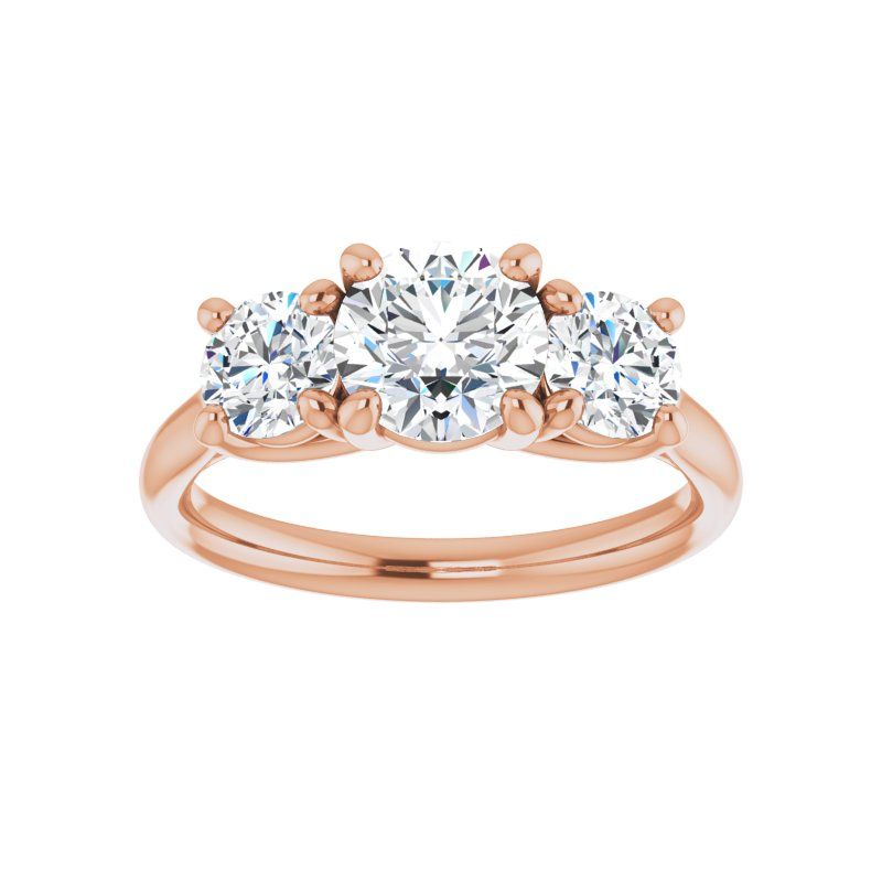 14K Gold Round Three-Stone Charlotte Engagement Ring