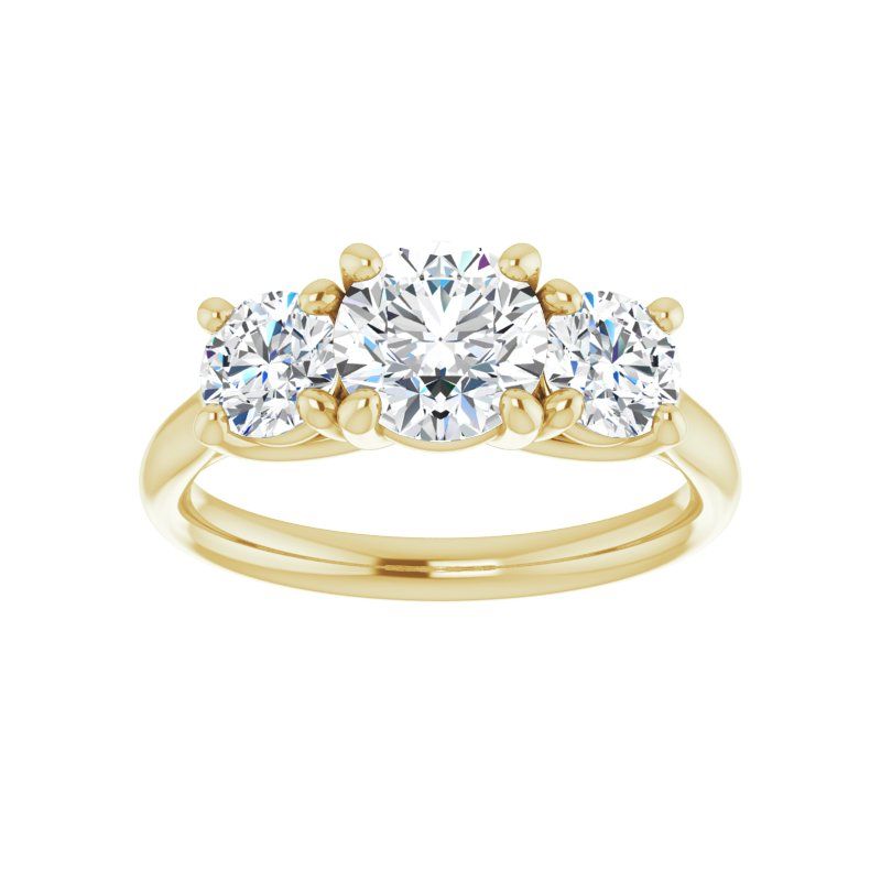 14K Gold Round Three-Stone Charlotte Engagement Ring