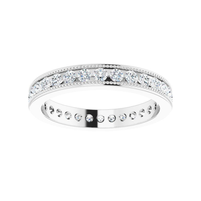14K Gold Diamond Miligrain Eternity Men's Band