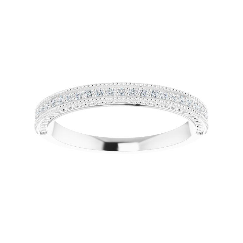 Platinum Diamond Miligrain Edge Aesthetic Anniversary Band