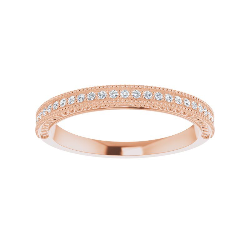 14K Gold Diamond Milgrain Edge Band