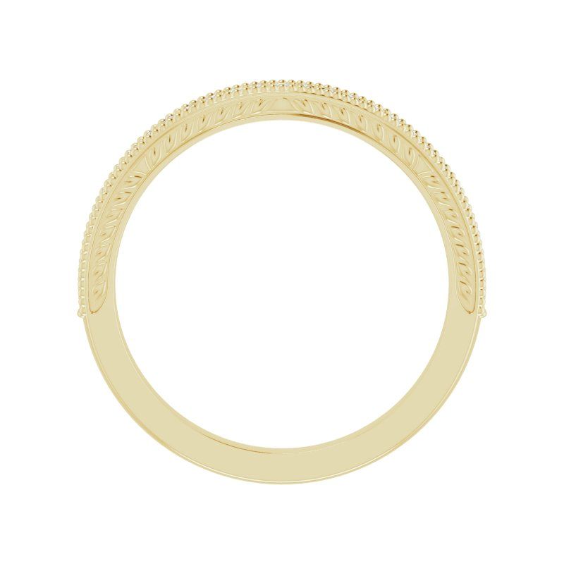 14K Gold Diamond Milgrain Edge Band