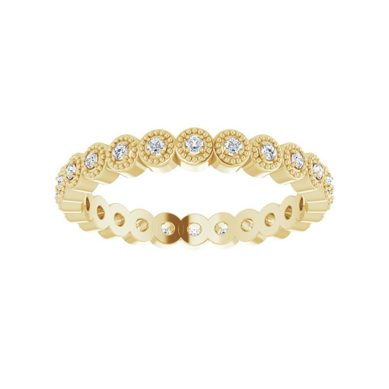 14K Gold Diamond Bezel Milgrain Eternity Band