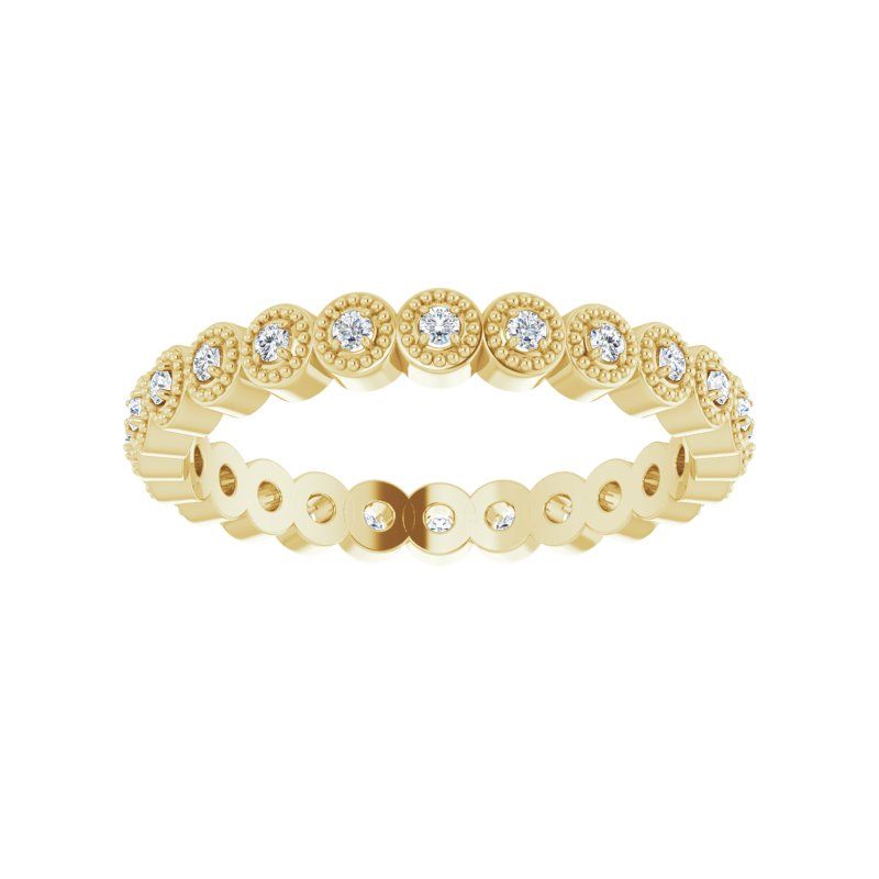 14K Gold Diamond Bezel Miligrain Eternity Band