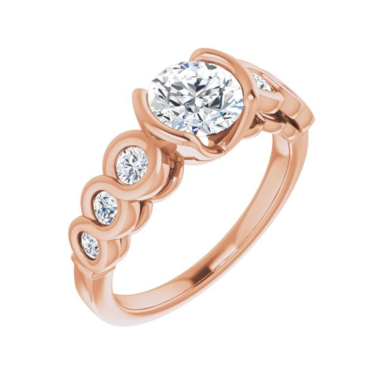 14K Gold Round Engagement Ring