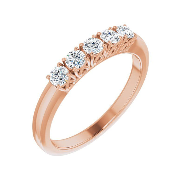 14K Gold 3.00 mm Diamond Basket 5-Stone Band