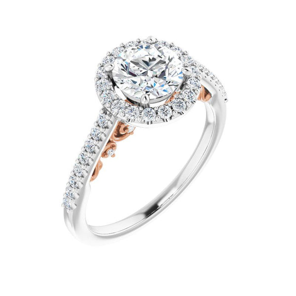 14K Two-tone Halo Engagement Ring