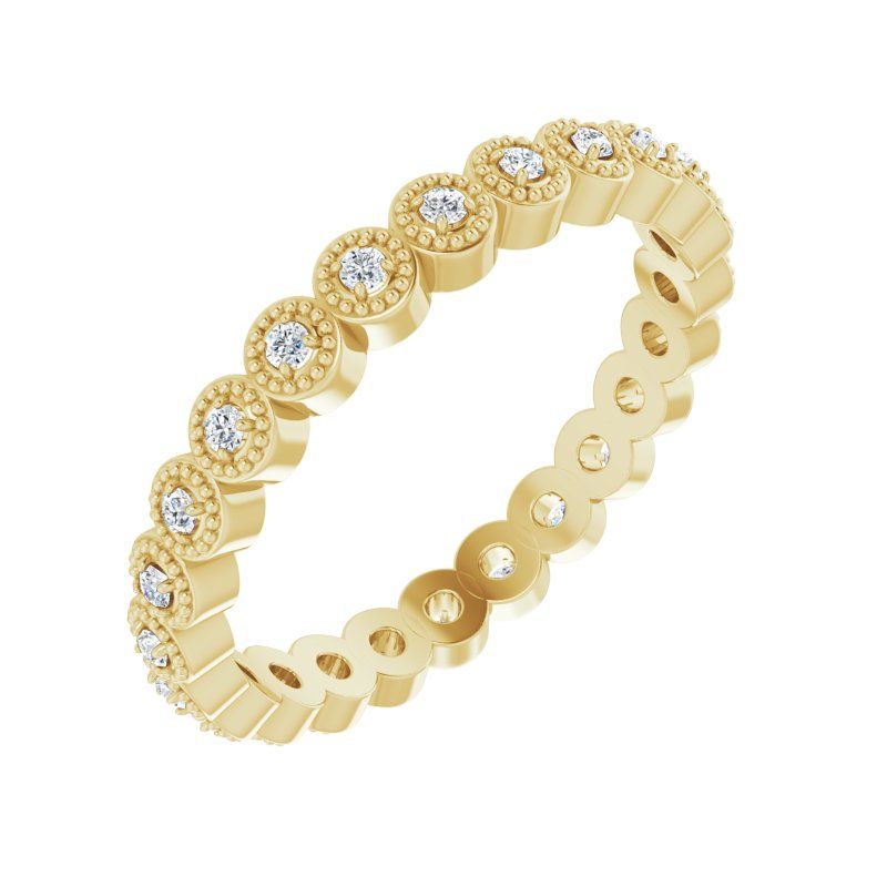 14K Gold Diamond Bezel Miligrain Eternity Band