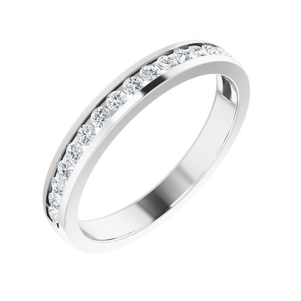 14K White Gold Round Diamond Channel-Set Classic Band