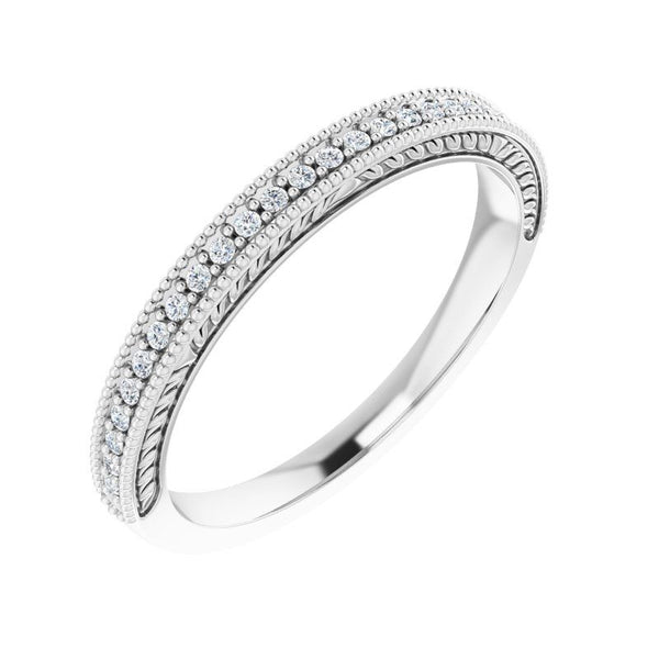 Platinum Diamond Miligrain Edge Aesthetic Anniversary Band